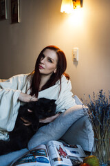 Portrait of woman at home in morning