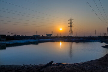 Fototapeta na wymiar Power poles in Gujarat