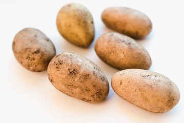 potatoes on white background, peeled potatoes on a white background