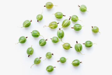 green gooseberry on a white background, green gooseberry