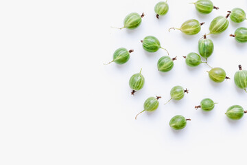 green gooseberry on a white background, green gooseberry