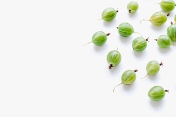 green gooseberry on a white background, green gooseberry