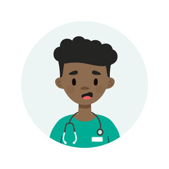 Happy male doctor/nurse wearing a stethoscope.  Avatar of a young doctor talking.