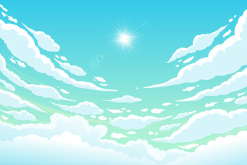 Cloudy sky On a clear day With the sun shining. Vector - 358751727