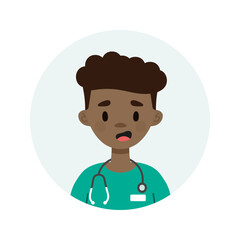 Happy male doctor/nurse wearing a stethoscope.  Avatar of a young doctor talking.