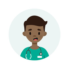 Happy male doctor/nurse wearing a stethoscope.  Avatar of a young doctor talking.