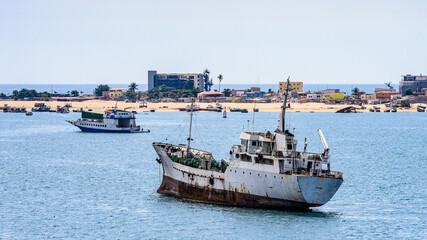 It's Old tanker in the port of Luanda, Angola