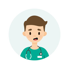 Male doctor character. Avatar of a young male doctor/nurse.  Happy doctor/nurse on a white background. 