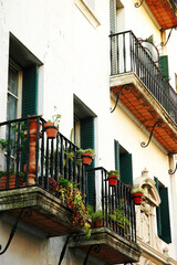 Fototapeta na wymiar Facade and Balcony streets in Madrid, Spain