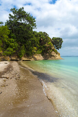 Headland and Panoramic View of Eastern Beach, Auckland New Zealand during High Tide Time