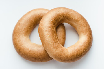 bagels on a white background, bakery products, bakery products
