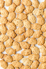 fish cookies on white background, fish cracker cookies