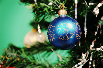 Shot of Christmas ball Ornaments Mockup