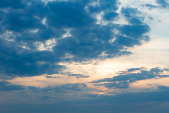 Beautiful cloudy sunset sky. Background © NadinD