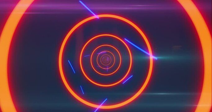 Neon retro infinity circle looping background for music videos and intro sequence. 80s neon theme trippy and psychedelic trance video custom loop - 4K	
