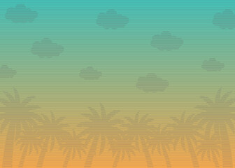 Fototapeta na wymiar Vector illustration of sky and coconut palm trees with place for text. For invitation, greeting card, mailing, advertisement of travel agency, poster, article, promotion, web and advertising banner.