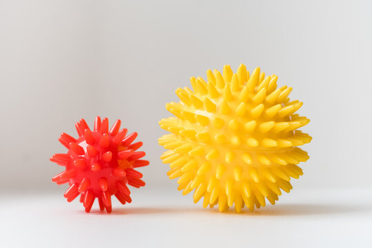 massage balls on white background