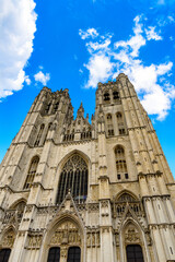 Fototapeta na wymiar Cathedral of St. Michael and St. Gudula, a Roman Catholic church in Brussels, Belgium