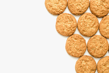 oatmeal cookies on a white background, bakery products, homemade cookies