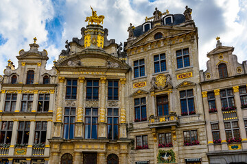 Fototapeta na wymiar L'Etoile, Le Cygne, L'Arbre d'or, La Rose, Le Mont Thabor, Grand Place of Brussels, the capital of Belgium. UNESCO World Heritage