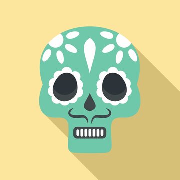 Mexican skull icon. Flat illustration of mexican skull vector icon for web design