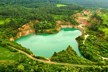 Aerial view of Lake Skrabske in Slovakia