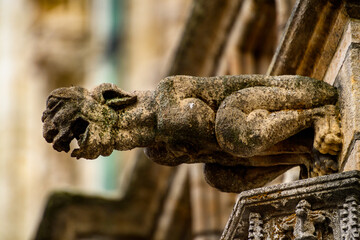 Gorgyle on a building of the Grand Place of Brussels, the capital of Belgium. UNESCO World Heritage