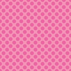 Seamless pink polka dot pattern of flamingo color spots on rose background. Poster background or t-shirt textile graphic design. / wallpaper, wrapping paper. 