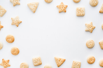 baby cookies on white background, cookie figurines, cookies on white background