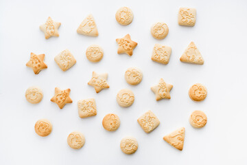 baby cookies on white background, cookie figurines, cookies on white background