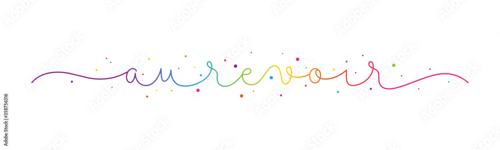 Wall mural au revoir rainbow vector monoline calligraphy banner with colorful confetti (au revoir means goodbye - Wall murals