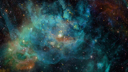Naklejka na ściany i meble Blue space nebula. Elements of this image furnished by NASA