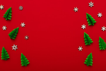 Paper art Christmas red composition.