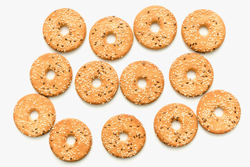 cookies on white background, confectionery, biscuits for tea, bakery products