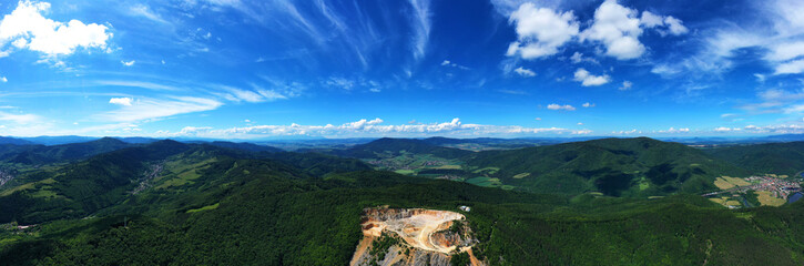 Aerial view of Kurtova skala in the village of Jaklovce in Slovakia