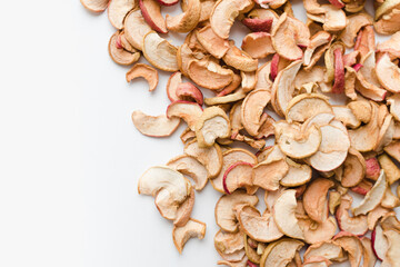dried apples on white background, dried fruits