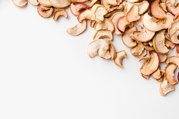 dried apples on white background, dried fruits