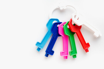 toy keys, multi-colored keys, house keys