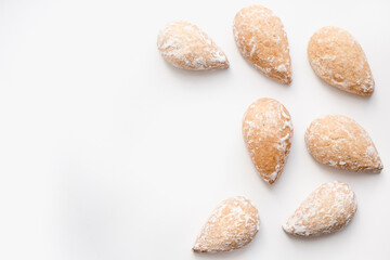 mint gingerbread on white background, confectionery