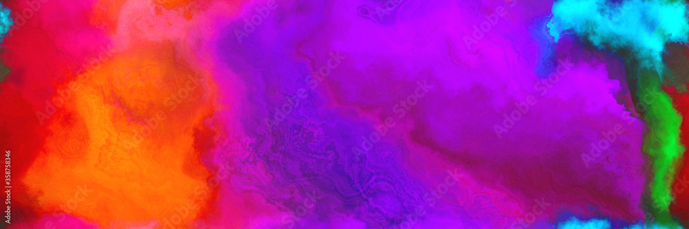 Aufkleber abstract watercolor background with watercolor paint with dark violet, dark cyan and orange red colo