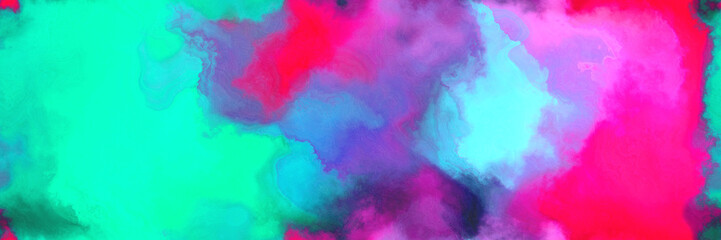 abstract watercolor background with watercolor paint with deep pink, moderate violet and bright turquoise colors