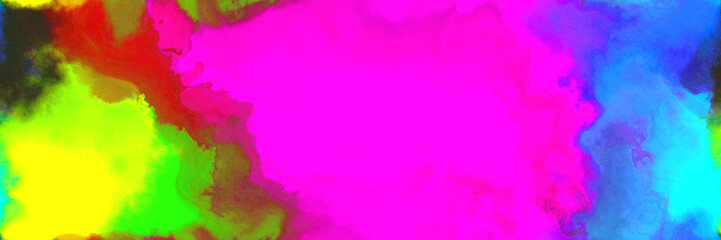 abstract watercolor background with watercolor paint with magenta, steel blue and green yellow colors