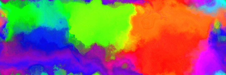 abstract watercolor background with watercolor paint with slate blue, neon green and orange red colors