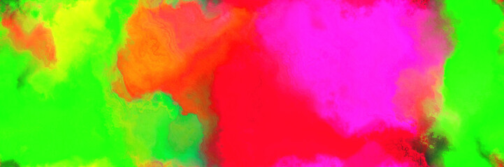 abstract watercolor background with watercolor paint with neon green, crimson and yellow green colors. can be used as web banner or background