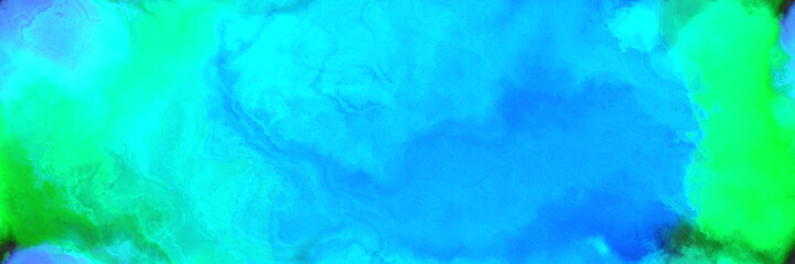 abstract watercolor background with watercolor paint with deep sky blue, vivid lime green and bright turquoise colors. can be used as web banner or background