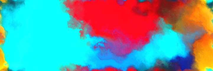 abstract watercolor background with watercolor paint with bright turquoise, crimson and dim gray colors and space for text or image