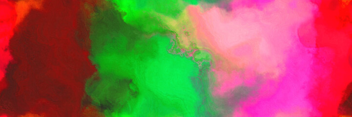 abstract watercolor background with watercolor paint with forest green, lime green and hot pink colors. can be used as web banner or background