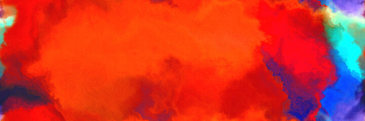abstract watercolor background with watercolor paint with orange red, dark slate blue and turquoise colors. can be used as web banner or background