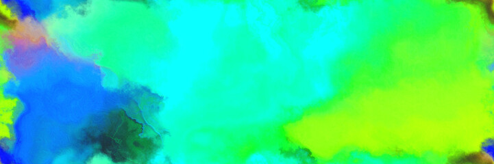 abstract watercolor background with watercolor paint with lawn green, bright turquoise and strong blue colors. can be used as web banner or background