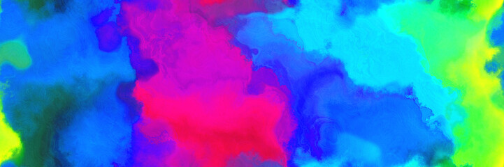 Fototapeta na wymiar abstract watercolor background with watercolor paint with royal blue, medium violet red and turquoise colors. can be used as background texture or graphic element